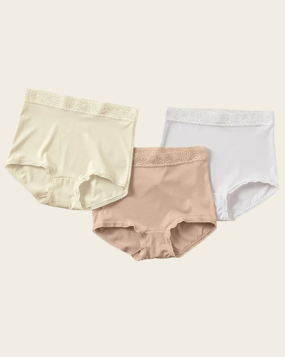 Paquete x 3 bragas clásicas con toques de encaje