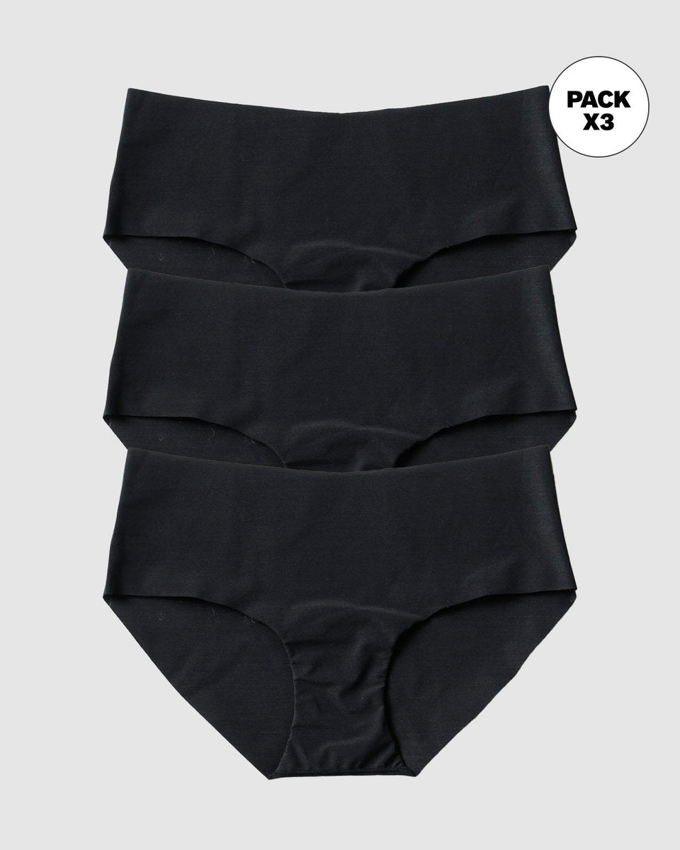 Paquete x 3 bragas hípster invisibles ultraplanos sin elásticos y de pocas costuras