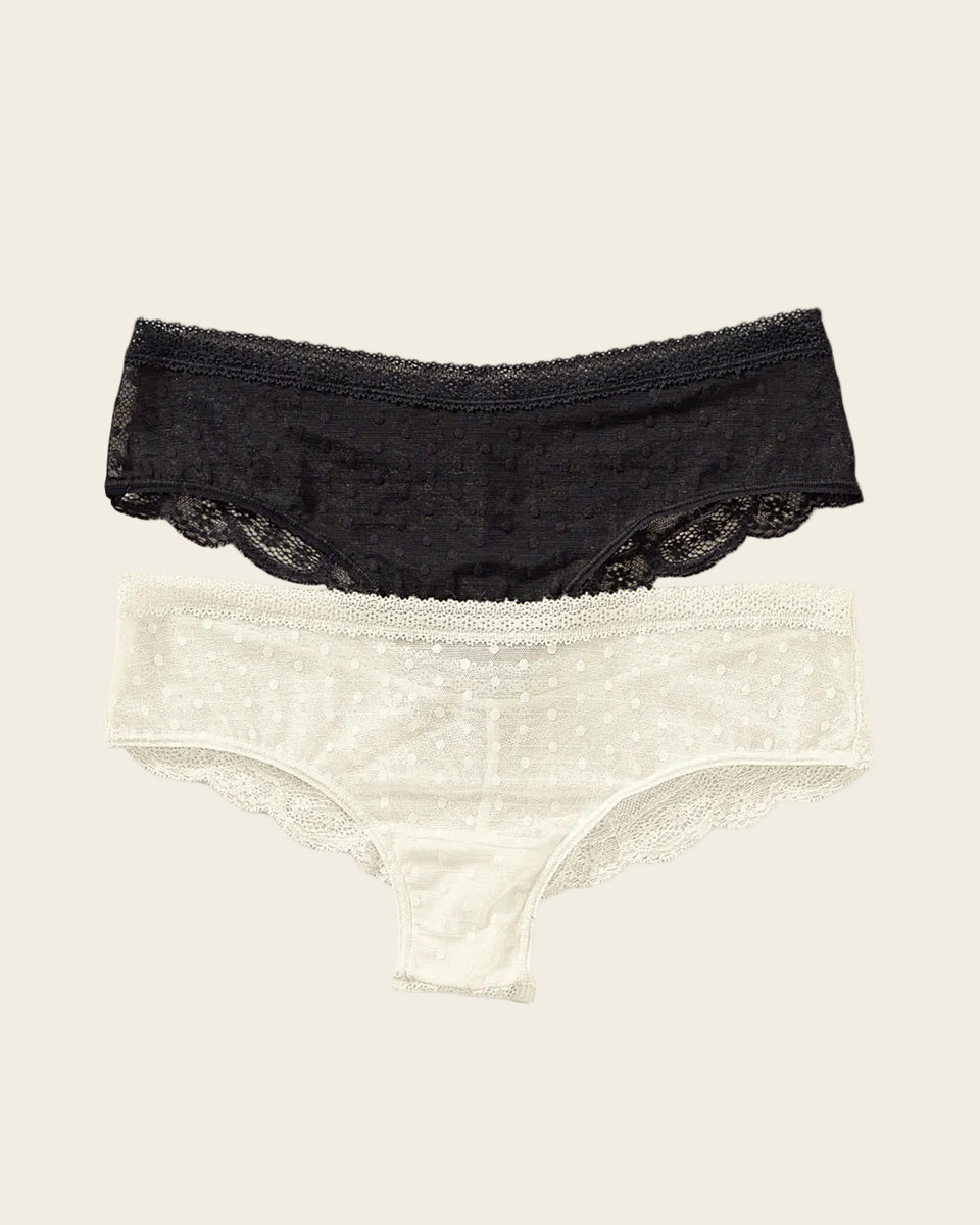 Paquete de 2 braguitas tipo culotte en encaje y blonda