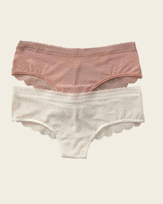 Paquete de 2 braguitas tipo culotte en encaje y blonda#color_s44-rosa-perla
