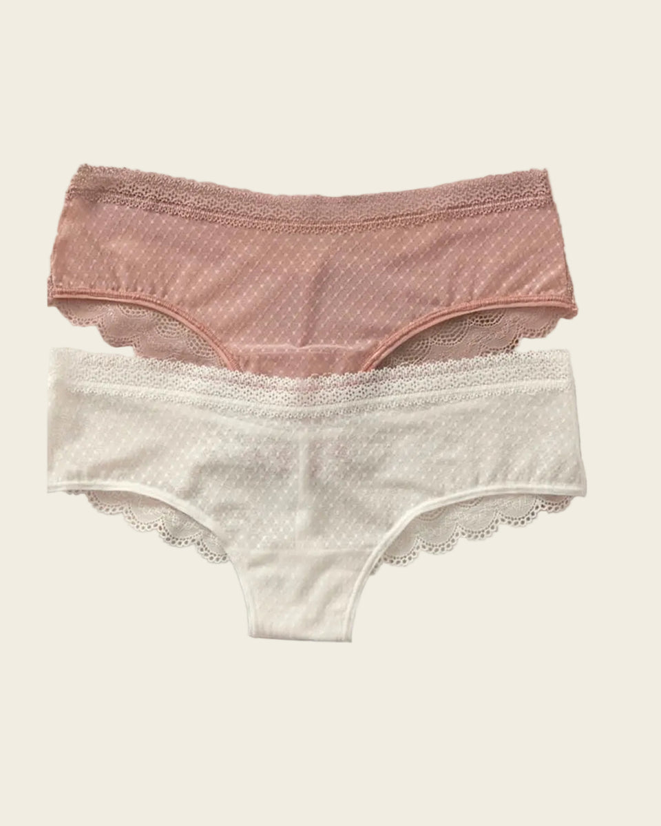 Paquete de 2 braguitas tipo culotte en encaje y blonda