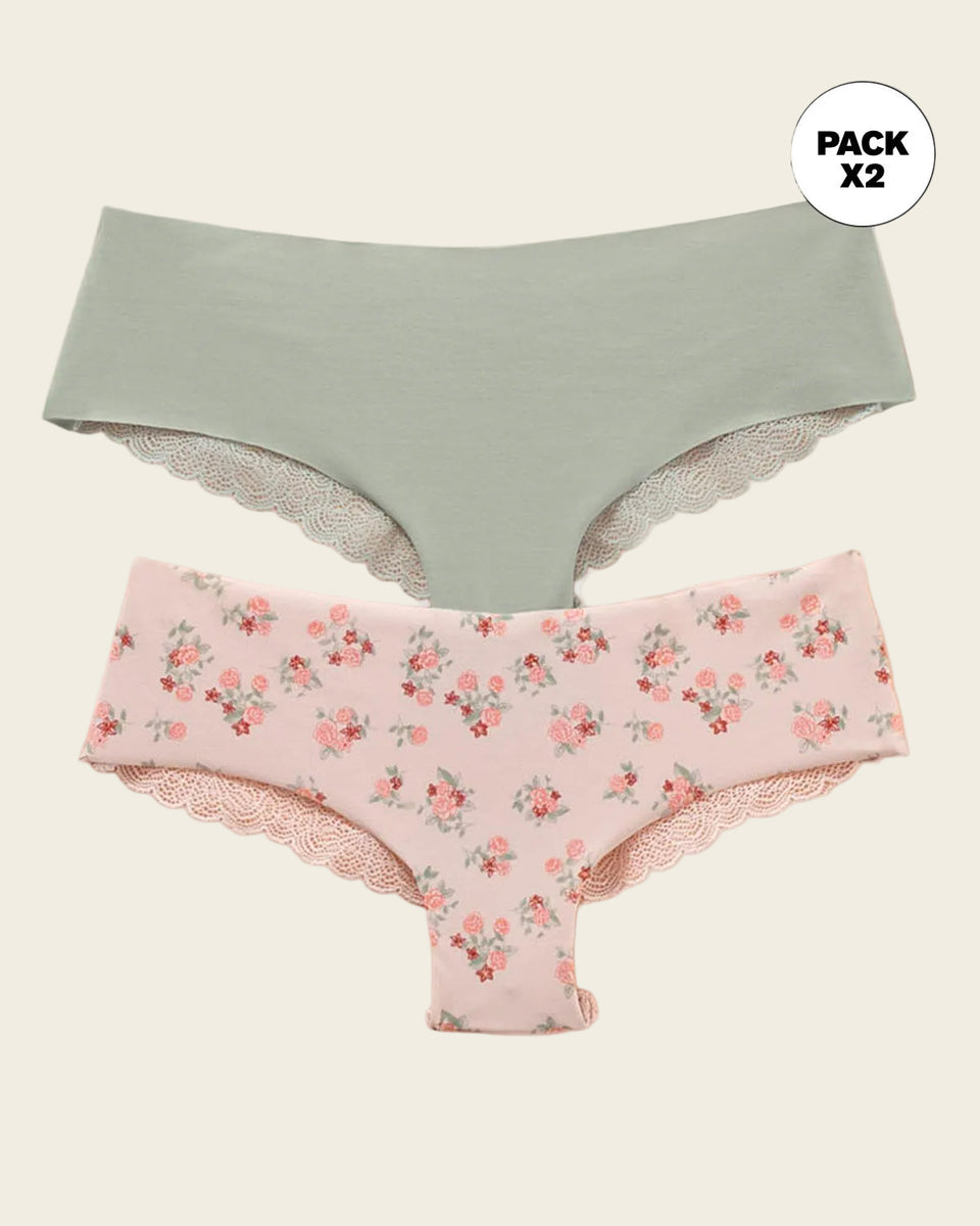 Paquete x 2 panties cacheteros descaderados con encaje
