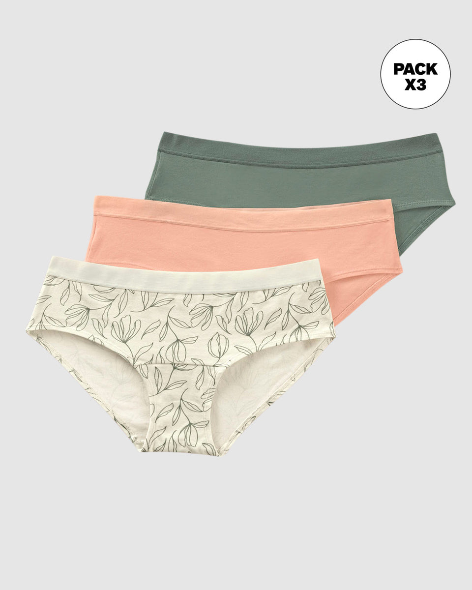 3 braguitas estilo culotte en algodón