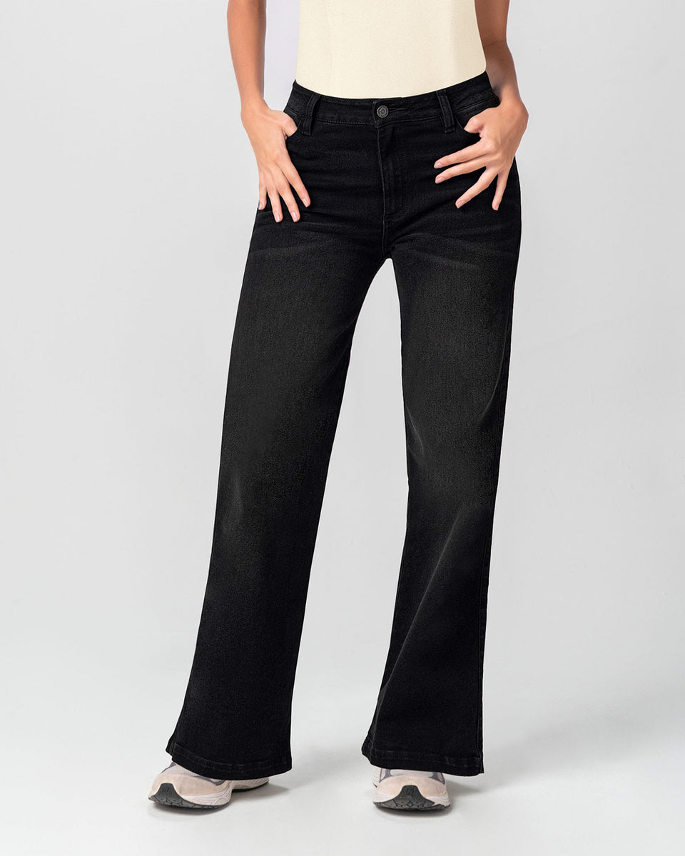 Jean bota ancha esencial para mujer