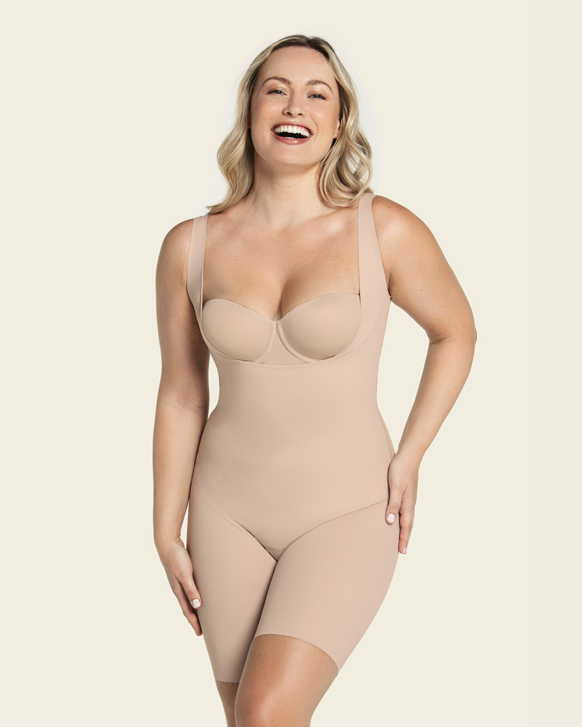 Braless full body mid thigh faja with sleeves - Contour Fajas