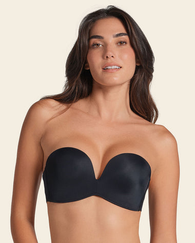 Sujetador sin tirantes antigravedad de push up alto sin aro#color_700-negro