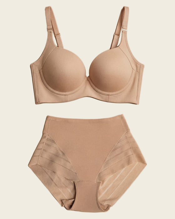 High Profile Bra + Stripe Undetectable Panty in Mittel-Marone