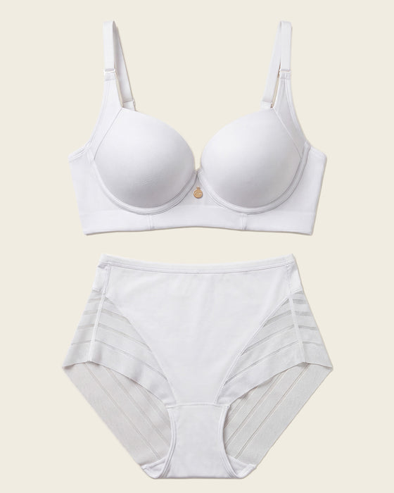 High Profile Bra + Stripe Undetectable Panty in Weiß