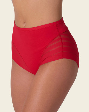 Braga faja clásica con control moderado de abdomen y bandas en tul#color_323-rojo