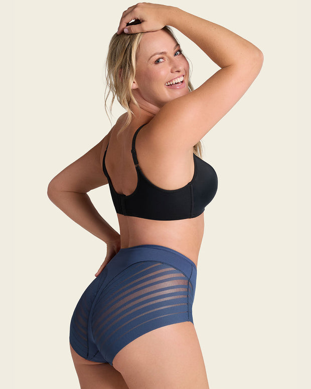 Braga faja clásica con control moderado de abdomen y bandas en tul#color_589-azul-medio