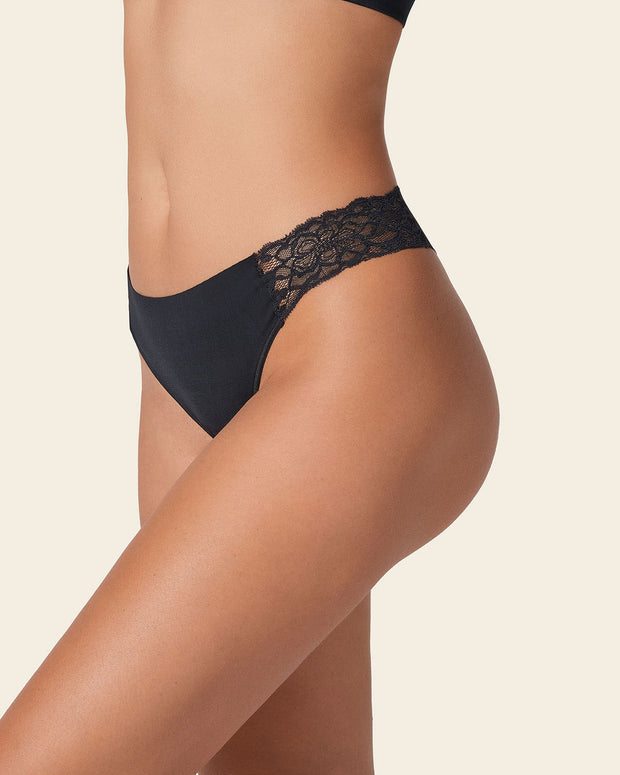 Lace side seamless string panty