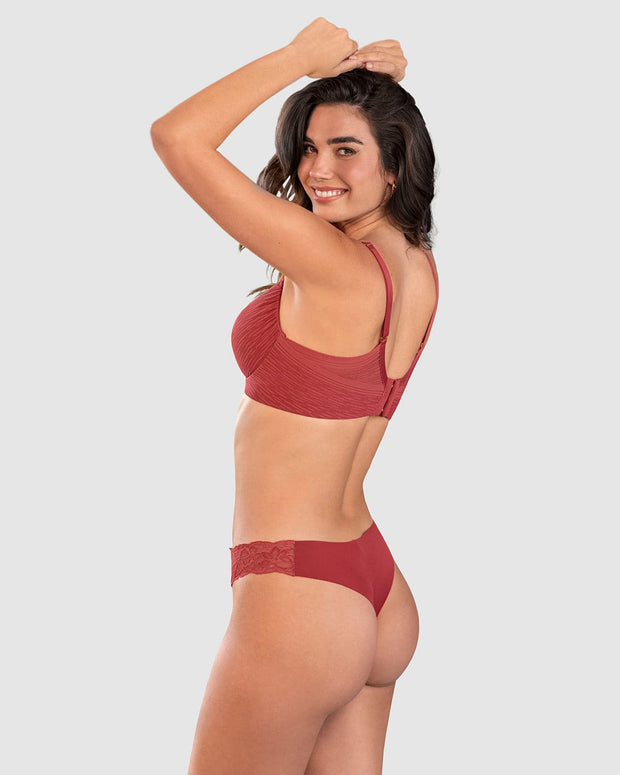 Tanga invisible con toques de encaje en cintura#color_391-rojo-coral