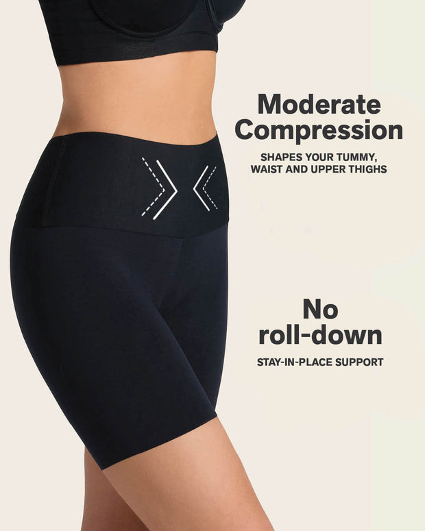 Short de control moderado aspecto invisible con fajón antideslizante#color_700-negro