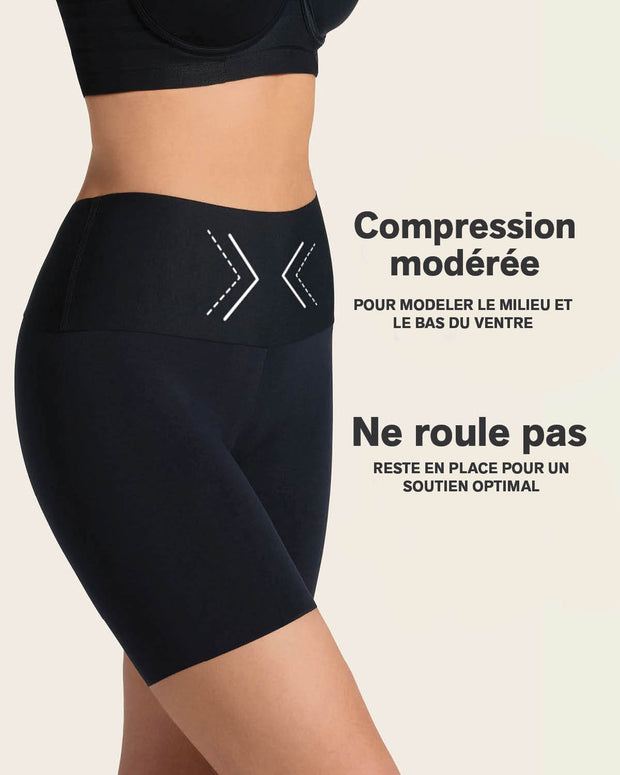 Short de control moderado aspecto invisible con fajón antideslizante#color_700-negro