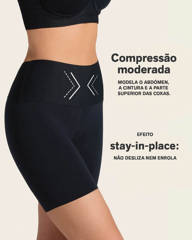 Short de control moderado aspecto invisible con fajón antideslizante#color_700-negro