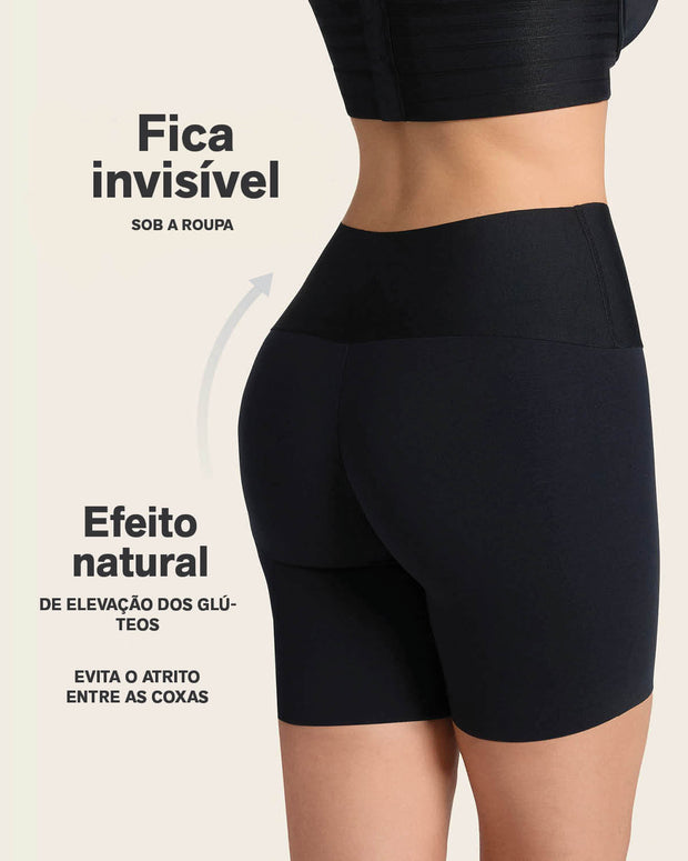 Short de control moderado aspecto invisible con fajón antideslizante#color_700-negro