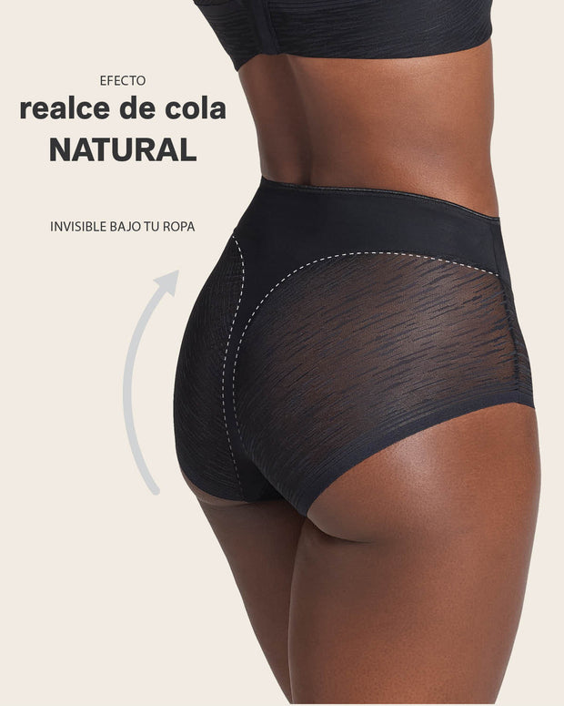 Braga faja clásica invisible con transparencias en glúteos y laterales#color_700-negro