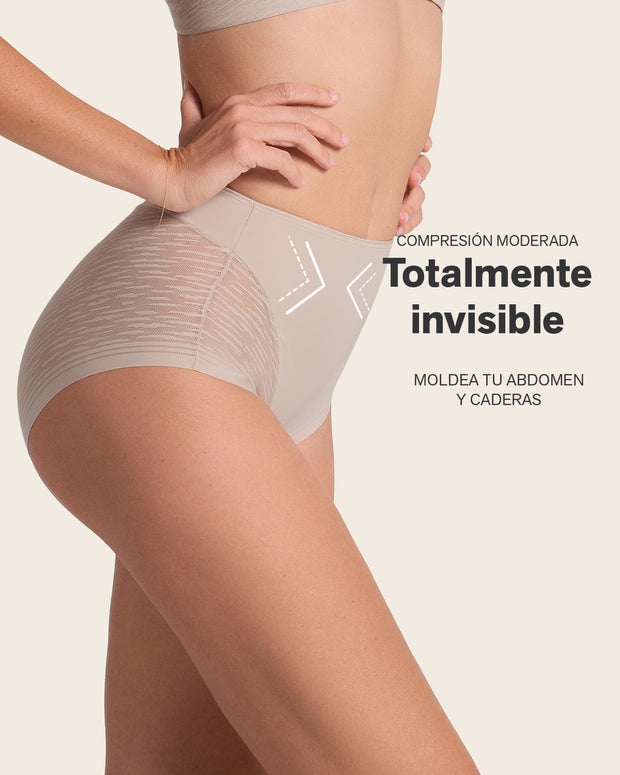 Braga faja clásica invisible con transparencias en glúteos y laterales#color_802-beige