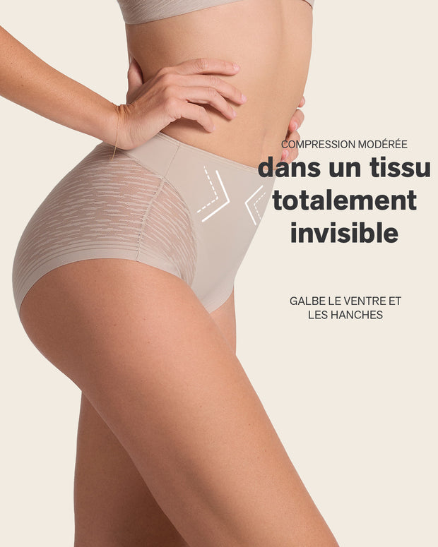 Braga faja clásica invisible con transparencias en glúteos y laterales#color_802-beige