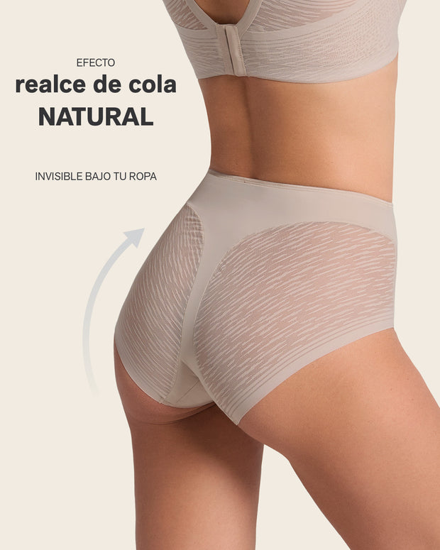 Braga faja clásica invisible con transparencias en glúteos y laterales#color_802-beige