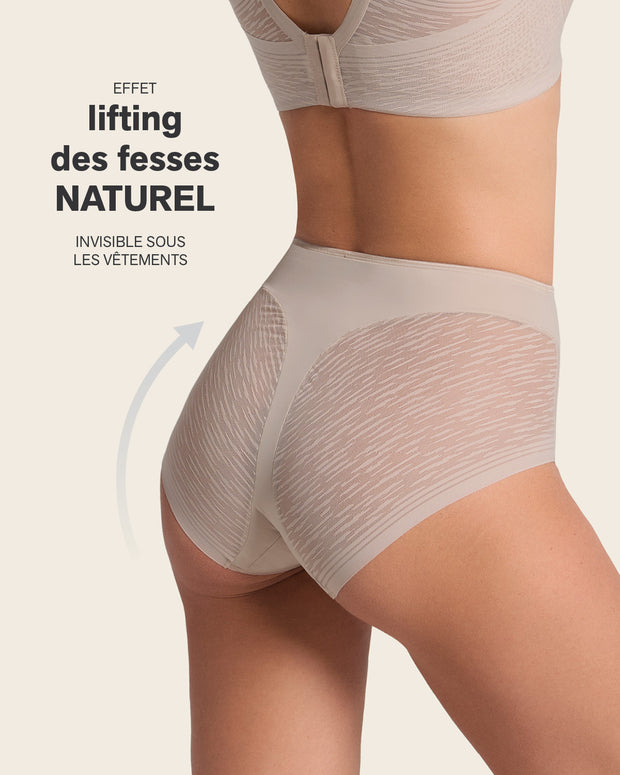Braga faja clásica invisible con transparencias en glúteos y laterales#color_802-beige