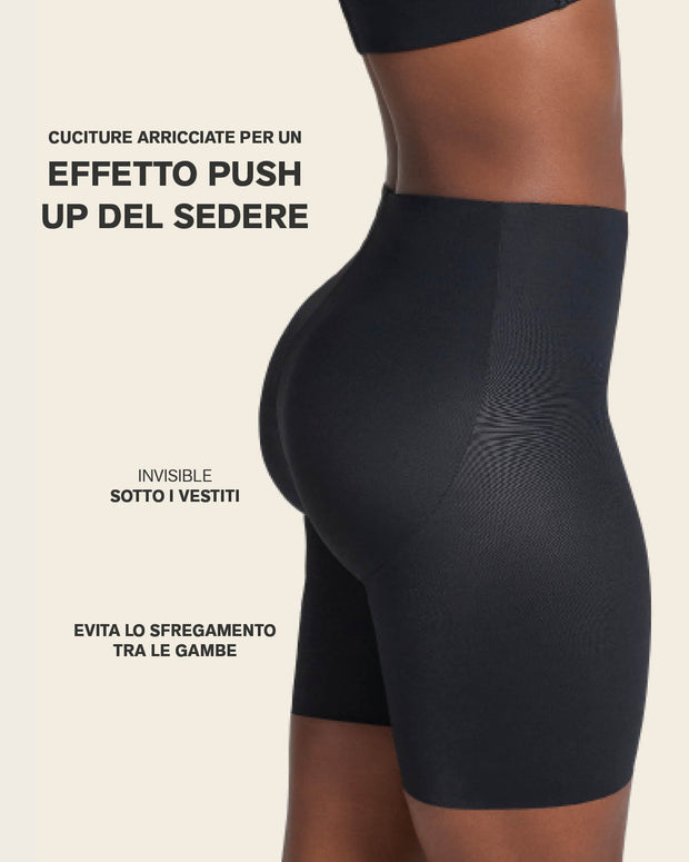 Braga short invisible de control de abdomen efecto levanta glúteos#color_700-negro