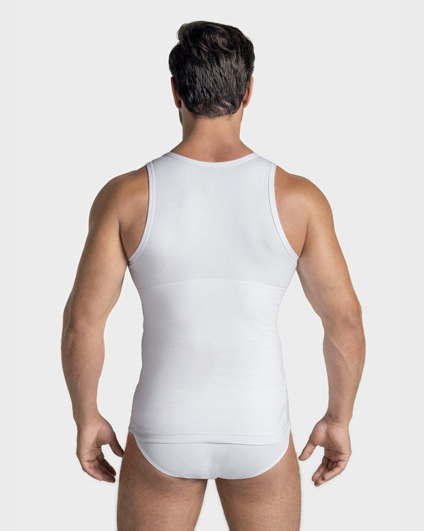 Paquete x 4 camisetas con compresión moderada en abdomen y zona lumbar en algodón elástico#color_000-blanco