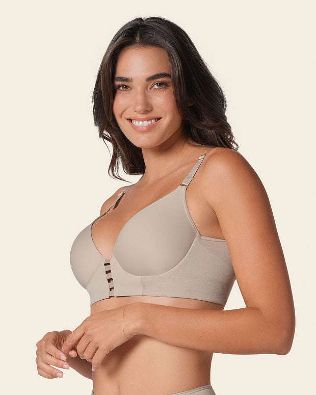 Sujetador memory bustier triangular de push-up alto y buen cubrimiento#color_802-habano-claro