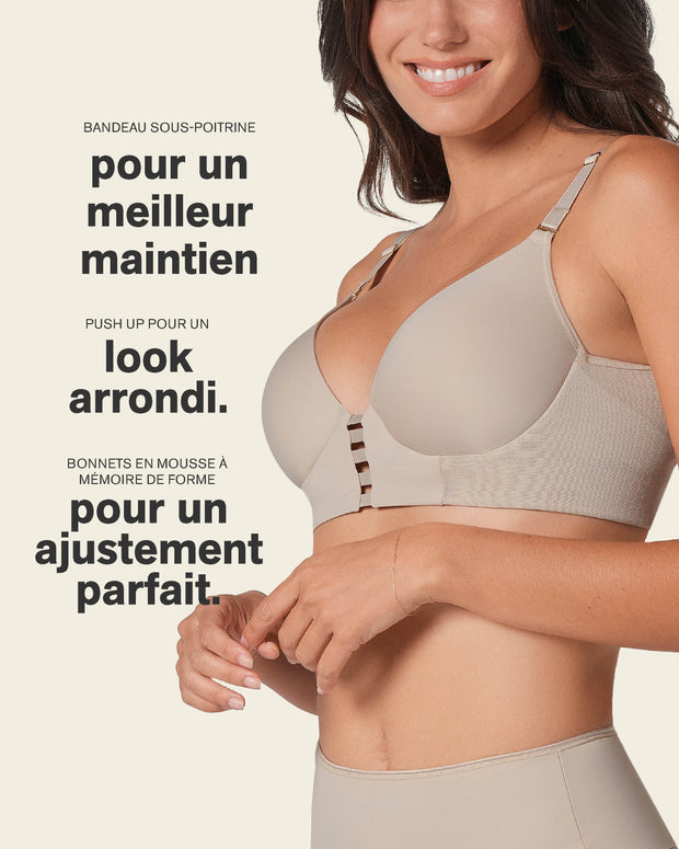 Sujetador memory bustier triangular de push-up alto y buen cubrimiento#color_802-habano-claro