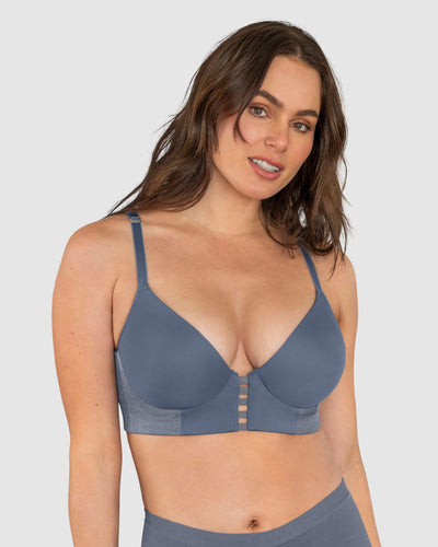 Sujetador memory bustier triangular de push-up alto y buen cubrimiento#color_838-azul-oscuro