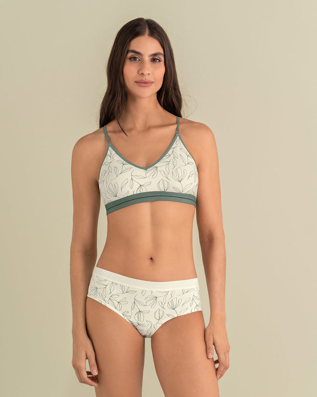 Top en algodón ultracómodo con tirantes graduables#color_b95-fondo-marfil-estampado