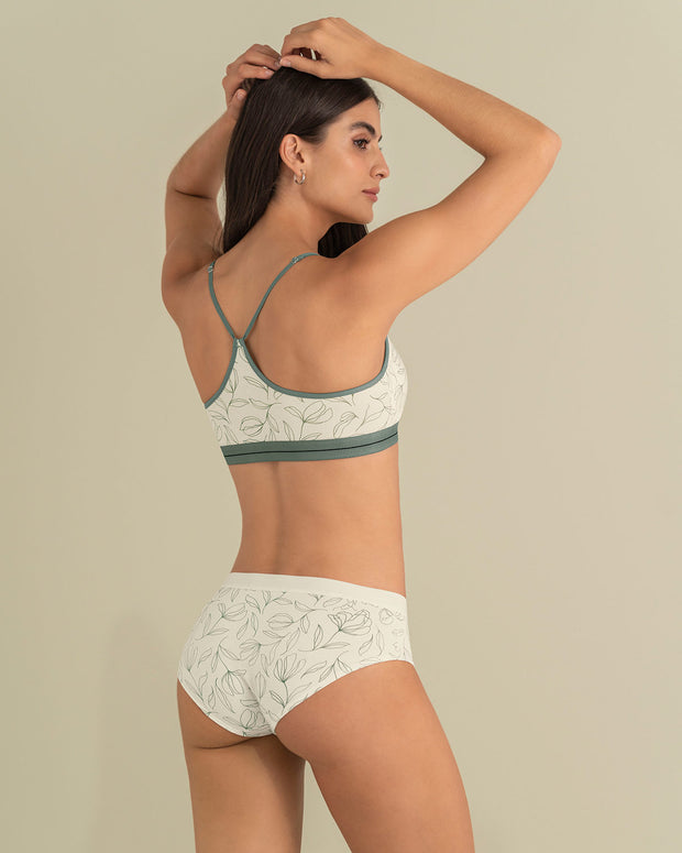 Top en algodón ultracómodo con tirantes graduables#color_b95-fondo-marfil-estampado