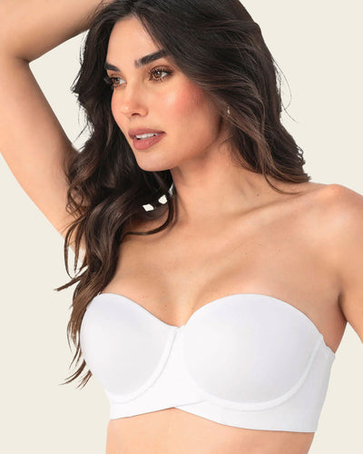 Sujetador  sin  tirantes ideal para pecho mediano y grande#color_000-blanco