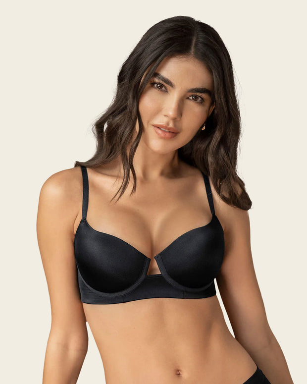 Sujetador de push up alto con escote profundo#color_700-negro