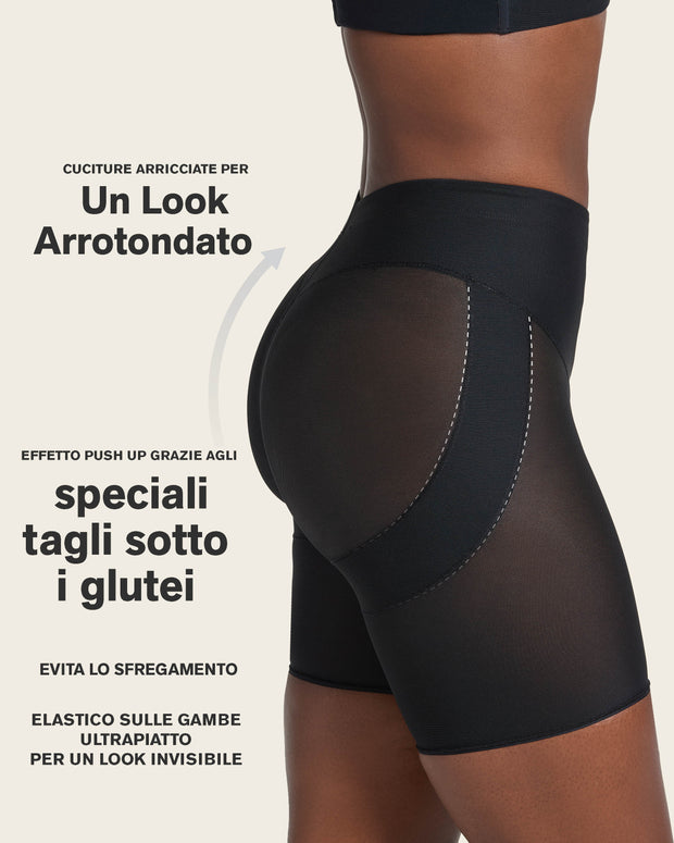 Braga faja tipo short levanta glúteos de control en abdomen#color_700-negro