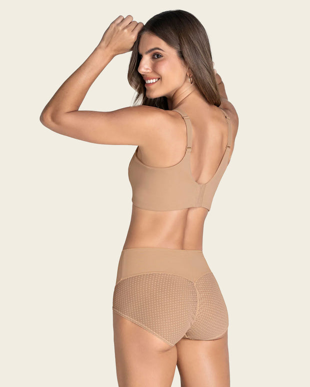 Braga clásica de control fuerte en abdomen, glúteos en tul#color_801-habano-medio