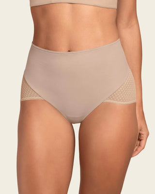 Braga clásica de control fuerte en abdomen, glúteos en tul#color_802-habano-claro
