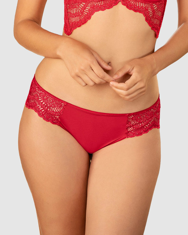 Braguita, en tela lisa y encaje#color_377-rojo