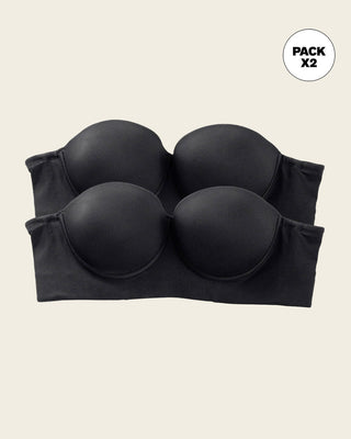 Paquete x 2 sujetadores sin tirantes Bustier 360° de perfección#color_700-negro