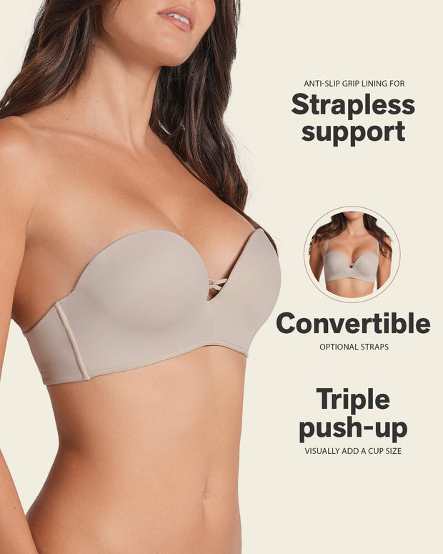 Sujetador wow de triple relleno ideal como sin tirantes#color_802-habano-claro