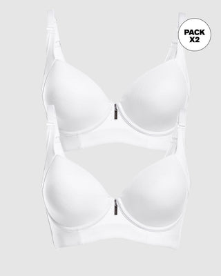 Paquete x 2 sujetadores de push up suave y buen cubrimiento en sisa y espalda Cover Bra#color_000-blanco