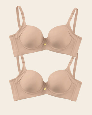 Paquete x 2 sujetadores de push up suave y buen cubrimiento en sisa y espalda Cover Bra#color_802-habano-claro