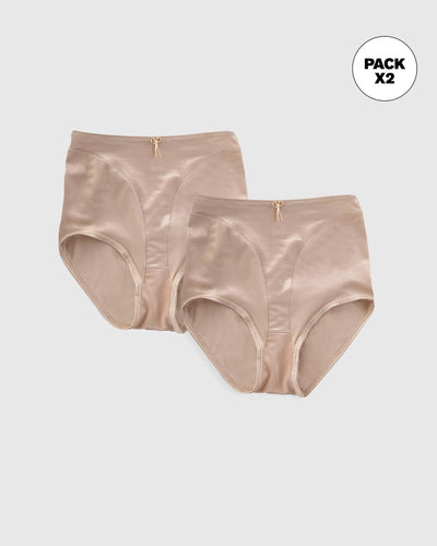 Paquete x 2 bragas fajas clásicas con control suave de abdomen#color_878-beige