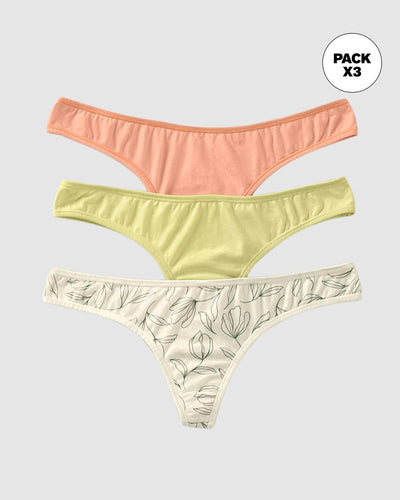 3 tangas en algodón de comodidad extrema#color_s44-marfil-estampado-mandarina-verde-claro