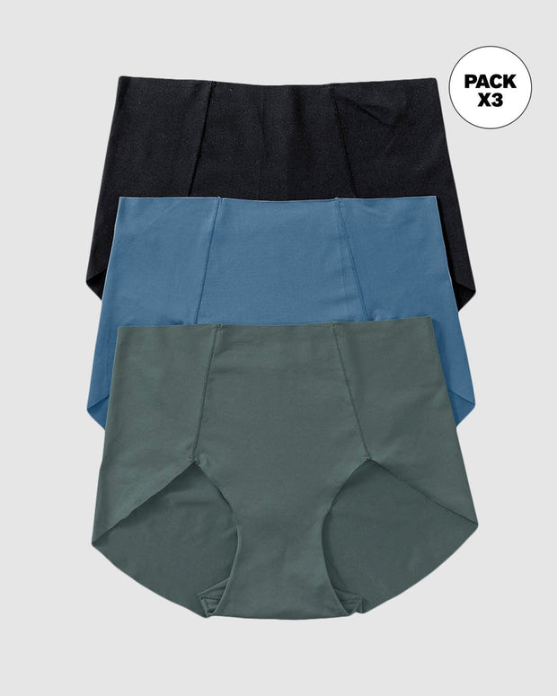 Paquete de 3 bragas en tela ultrafina#color_s23-verde-azul-negro