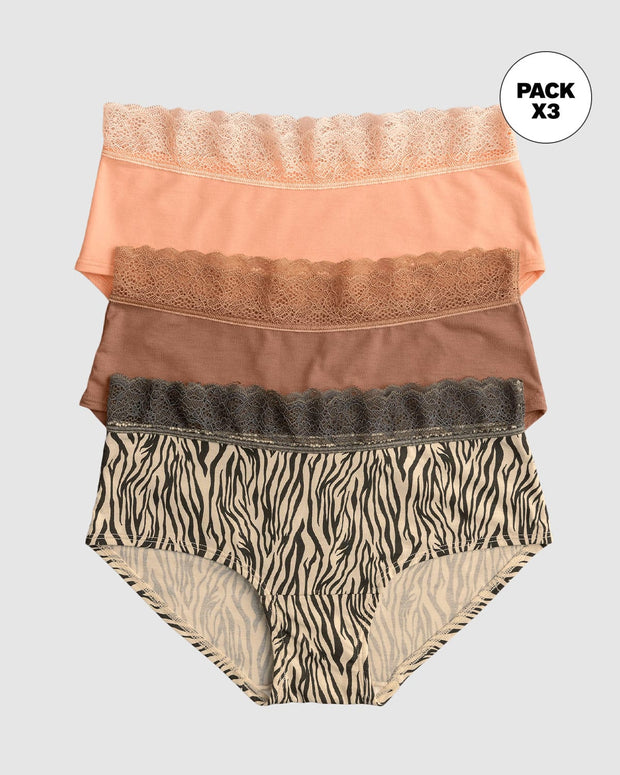 Paquete x3 braguitas estilo hipster en algodón elástico#color_s11-rosado-habano-estampado-cebra
