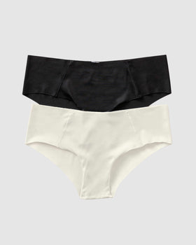 Paquete x 2 culottes invisibles ultracómodos de tiro bajo#color_s01-negro-marfil