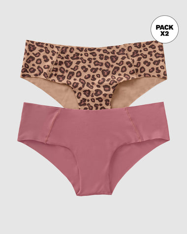 Paquete x 2 culottes invisibles ultracómodos de tiro bajo#color_s13-animal-print-salmon