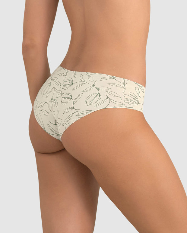 Paquete x 2 culottes invisibles ultracómodos de tiro bajo#color_s14-fondo-marfil-estampado-verde-claro