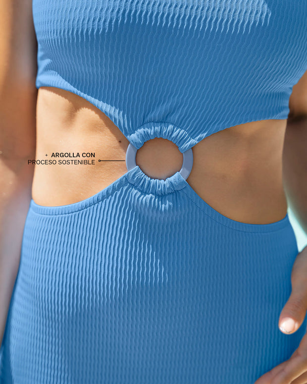 Vestido largo con aberturas en abdomen y espalda#color_558-azul